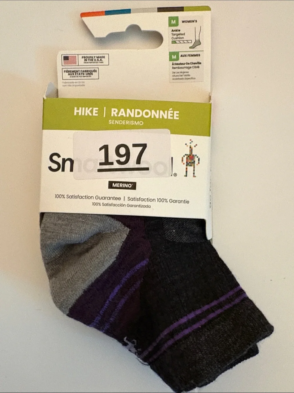 Smartwool Woman’s Hike Ankle Socks with Targeted Cushion. Charcoal size medium.